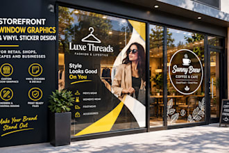 do storefront window graphics and vinyl sticker design for retail shop and cafes