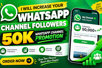 increase your whatsapp channel followers 50k whatsapp channel promotion