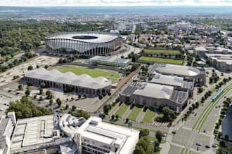 sports complex stadium, tennis club courts model, basketball field 3d rendering