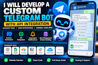 develop a custom telegram bot with API integration