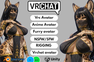 custom vrchat furry avatar, anime avatar nsfw character for vrchat 3d model