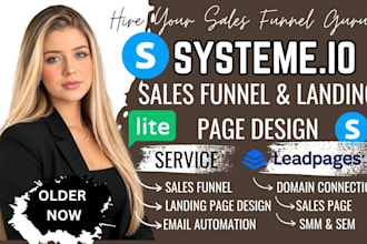expert in design leadspages sales page, funnel systemeio landing page automation