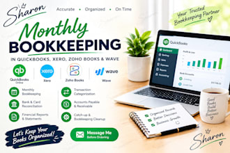 do monthly bookkeeping in quickbooks, xero, zoho books and wave