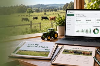 do farm and livestock bookkeeping with figured and grant tracking specialist