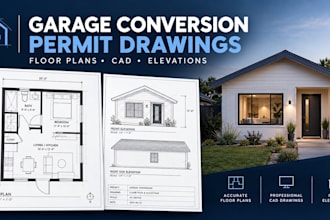 draft garage conversion permit drawings and cad floor plans
