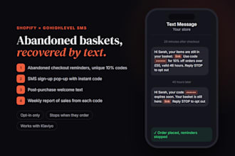 set up shopify sms abandoned cart recovery in gohighlevel