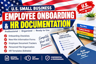 draft employee onboarding documents and HR template for US businesses