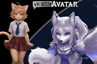create a custom 3d anime vtuber avatar rigged for vrchat and vseeface