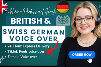 record a natural british or swiss german female tiktok instagram reel voice over
