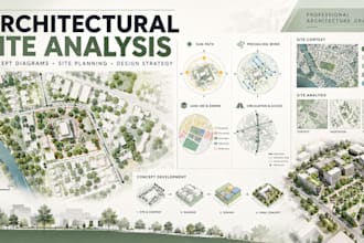 design professional architectural site analysis and concept diagrams for project