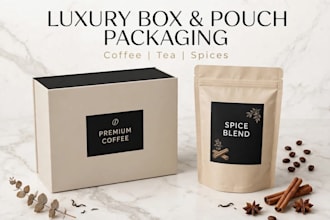 design luxury box packaging and pouch for spices coffee tea