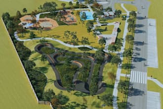 design 3d playground, park, landscape and outdoor recreational spaces