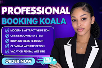 design booking koala website, cleaning website, janitorial website, real estate