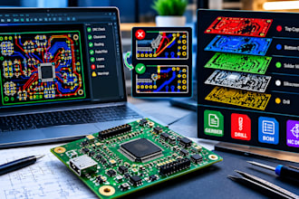 fix pcb design errors, drc issues and prepare gerber files for manufacturing