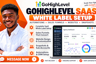 setup gohighlevel saas whitelabel automation website salesfunnel snapshot