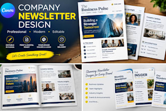 design an editable canva company newsletter visual template