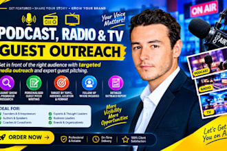 podcast guest booking, radio and TV interview outreach, speaker pitching service