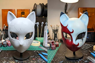 3d print and paint anime mask, oni mask, halloween mask and helmet