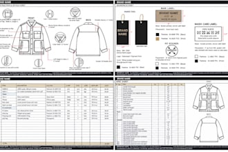 design clothing tech pack, hoodie tech pack and fashion tech pack