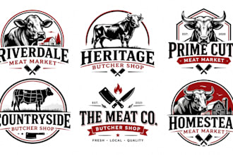 design a professional, butcher shop, meat market, meat processing butcher logo