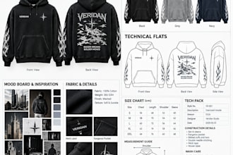 design streetwear clothing and production ready tech packs