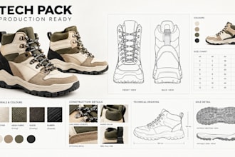 create factory ready shoe tech pack for sneakers