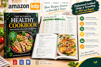 cookbook recipe book design, kdp cookbook formatting, meal plan cookbook design