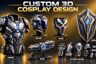 design wearable 3d cosplay creation, cosplay armor, cosplay model, prop and mask