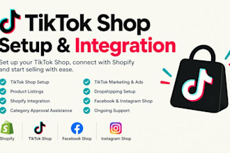 setup tiktok shop, instagram shop, facebook shop, dropshipping store