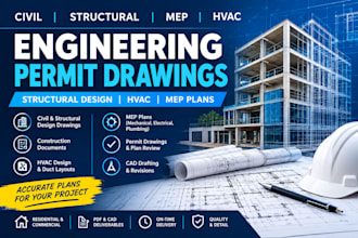 design civil structural plans, mep and hvac permit drawings