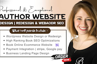 build author website book author website author wordpress landing page book seo