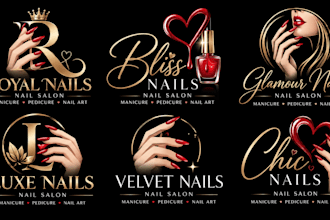 design a professional, nail salon, nail art, manicure, pedicure red nails logo
