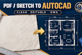 do autocad drafting and convert pdf sketch to cad drawings