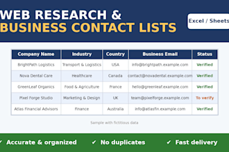 research and build a business contact list in excel