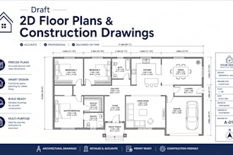 draft 2d floor plans redraw house plans autocad construction drawings