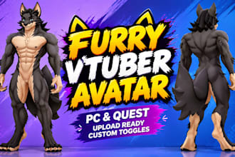 design 3d furry vtuber, warudo arkit 52 blenshapes vrm setup, 3d vtuber model