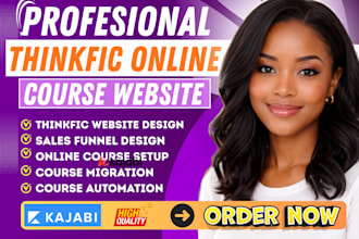 setup thinkfic website course online course website teachable kajabi website