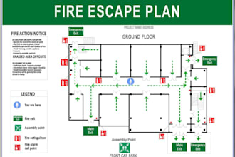 design UK fire escape plans, safety plans and emergency evacuation floor plan