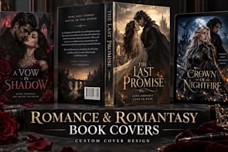 design custom romance book cover or dark romantasy illustrated cover