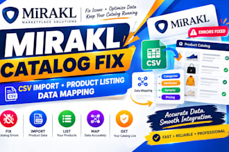 fix mirakl catalog errors issues import CSV product upload listing data mapping
