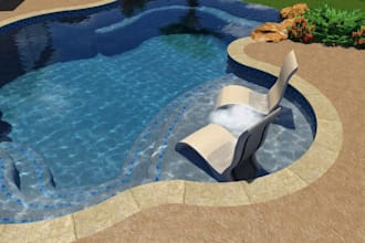 create custom pool design, landscape, patio and backyard plans with 3d rendering