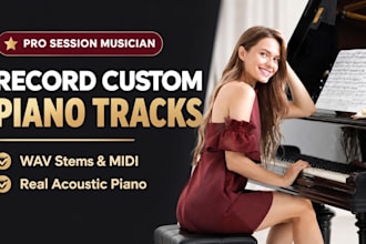 record custom piano tracks, high quality wav stems and midi for your music