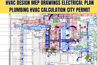 commercial mep permit drawings, hvac, electrical and plumbing for city permit