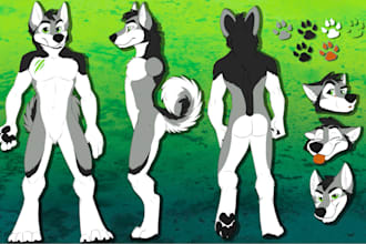 draw custom furry oc art, furry ref sheet, anthro oc and nsfw furry commissions