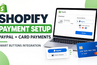 integrate paypal debit credit card payment and smart buttons on shopify