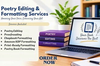 edit, proofread, and format your poetry book or chapbook for KDP