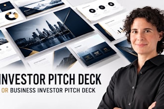 create startup investor pitch deck, fundraising presentation, powerpoint designs
