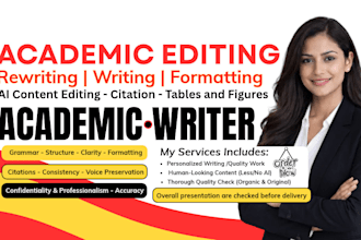 proofread academic writing, edit academic ai content, book editing and humanize
