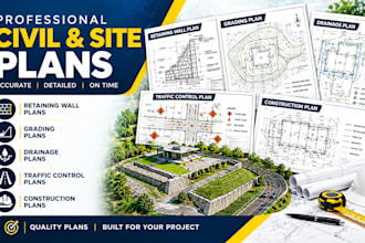 design retaining wall grading drainage and traffic control and construction plan