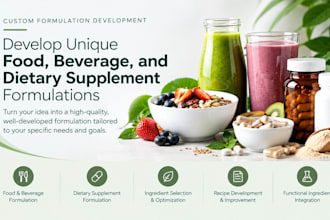 develop unique food, beverage and dietary supplements formulations